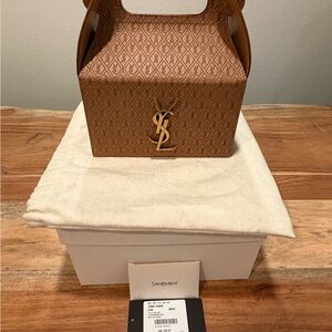 Saint Laurent Brown Mini Bag with Gold Logo